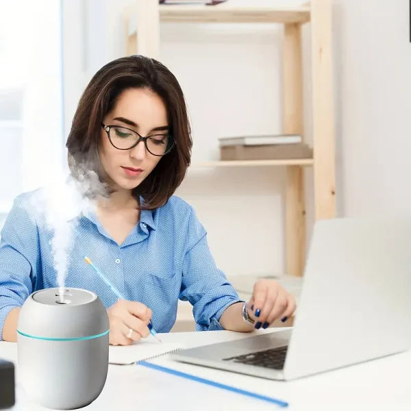 USB Portable Air Humidifier with Warm LED Outline, Essential Oil Diffuser, Auto-Off Modes, and LED Light – Ideal for Home, Car, Face Steaming, and Air Freshening